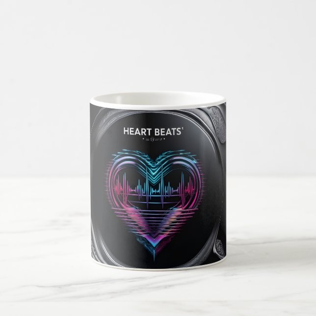 Taza De Café Heart Beats Mug – Pulsing Love in Motion (Centro)