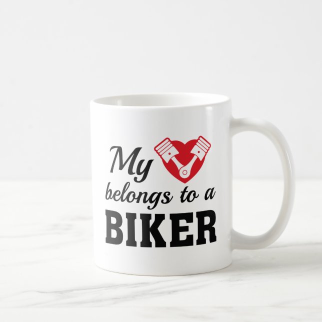 Taza De Café Heart Belongs Biker (Derecha)