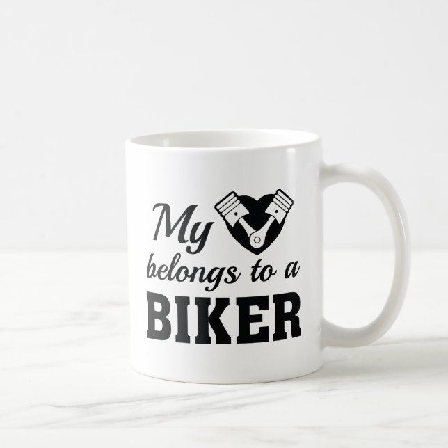 Taza De Café Heart Belongs Biker (Derecha)