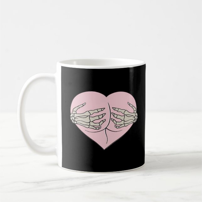 Taza De Café Heart Butt Hug Skeleton Hands Classic (Izquierda)