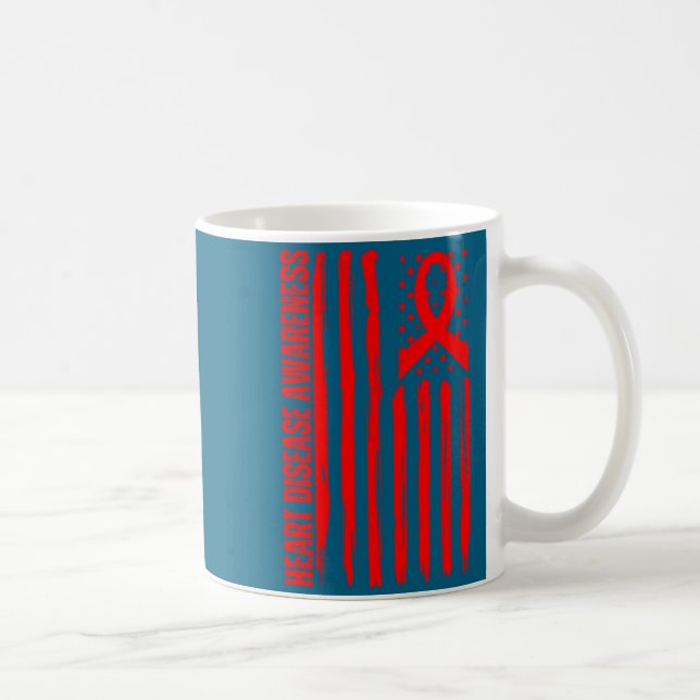 Taza De Café Heart Disease Awareness American Flag Chd Congenit (Derecha)