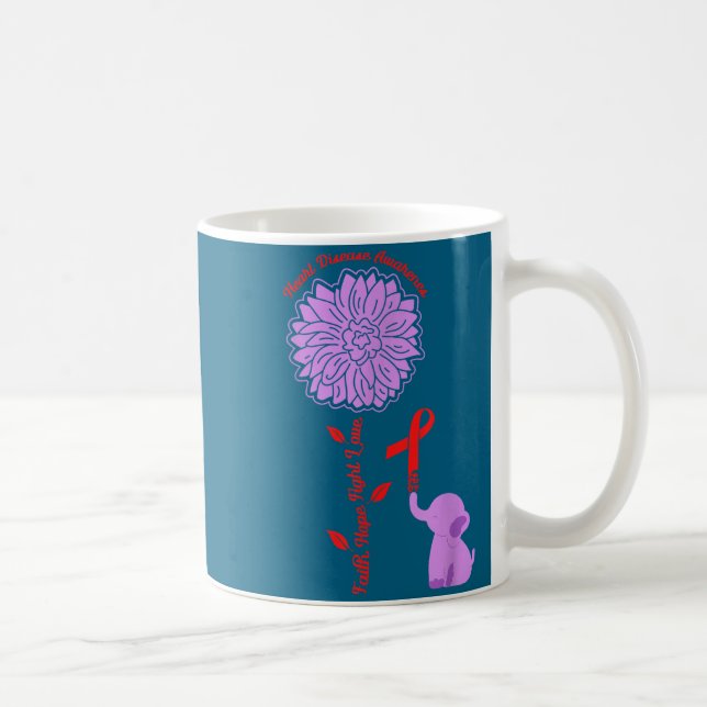 Taza De Café Heart Disease Awareness Faith Hope Fight Love Card (Derecha)