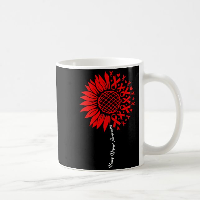 Taza De Café Heart Disease Awareness Month Sunflower For Women  (Derecha)