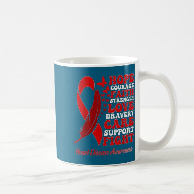 Taza De Café Heart Disease Awareness Red Butterflies Ribbon Sup (Derecha)