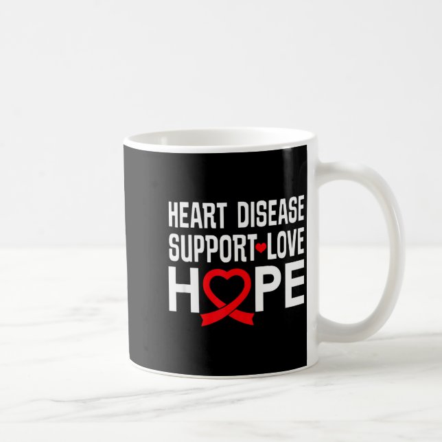 Taza De Café Heart Disease Suprt Love Hope Red Ribbon  (Derecha)