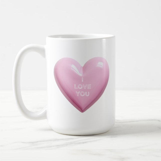 TAZA DE CAFÉ HEART PINK I LOVE YOU WEDDING ANNIVERSARY (Izquierda)