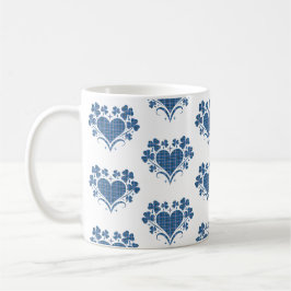 Taza De Café Heart Shamrock Plaid Blue Classic Clover