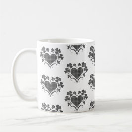 Taza De Café Heart Shamrock Plaid Gray Tartan Clover