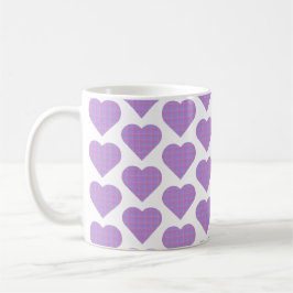 Taza De Café Heart Shape Plaid Pink Purple Pastel