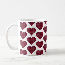 Taza De Café Heart Shaped Plaid Dark Red Burgundy