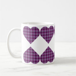 Taza De Café Heart Shaped Plaid Purple Pink