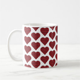 Taza De Café Heart Shaped Plaid Red Black Buffalo