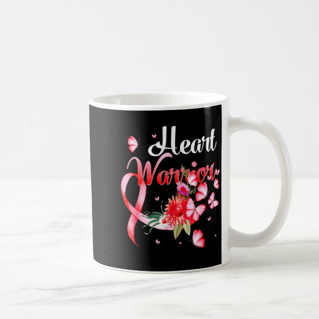 Taza De Café Heart Warrior Butterfly Heart Disease Awareness _1 (Derecha)