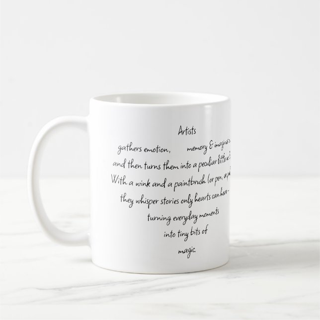 Taza De Café Heart Words Explaining and Artist Whimsical Art (Izquierda)