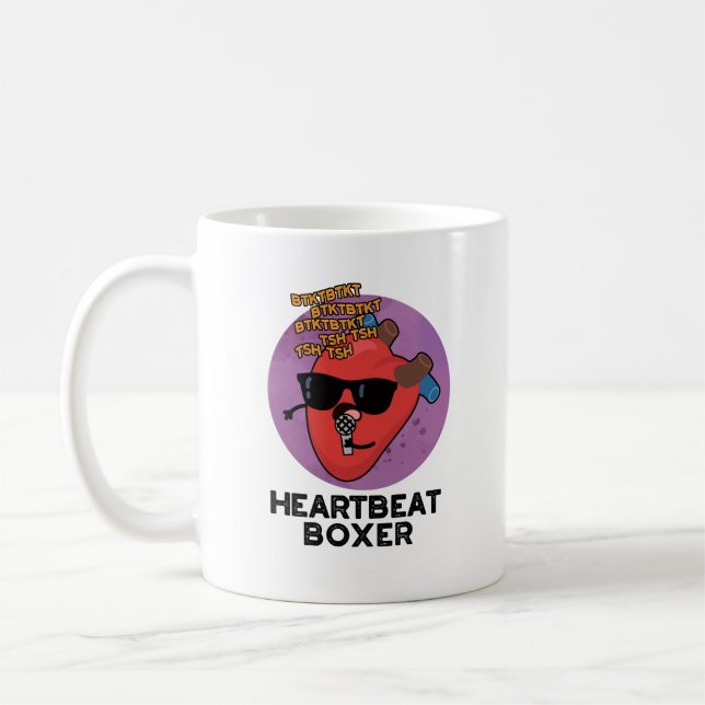 Taza De Café Heartbeat Boxer Funny Music Heart Pun (Izquierda)