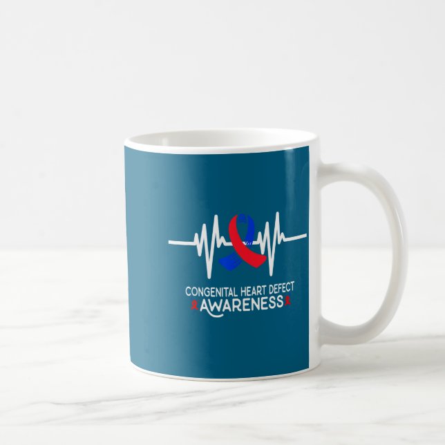 Taza De Café Heartbeat Chd Congenital Heart Defect Awareness Mo (Derecha)