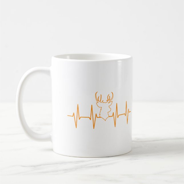 Taza De Café Heartbeat Deer Funny Deer Hunting For Hunter (Izquierda)