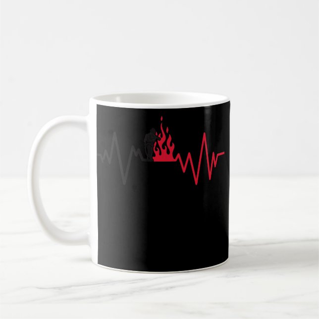 Taza De Café Heartbeat Firefighter Fire Department Fire Truck (Izquierda)