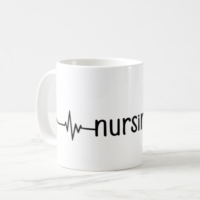 Taza De Café Heartbeat Line Art con Stethoscope (Anverso izquierdo)