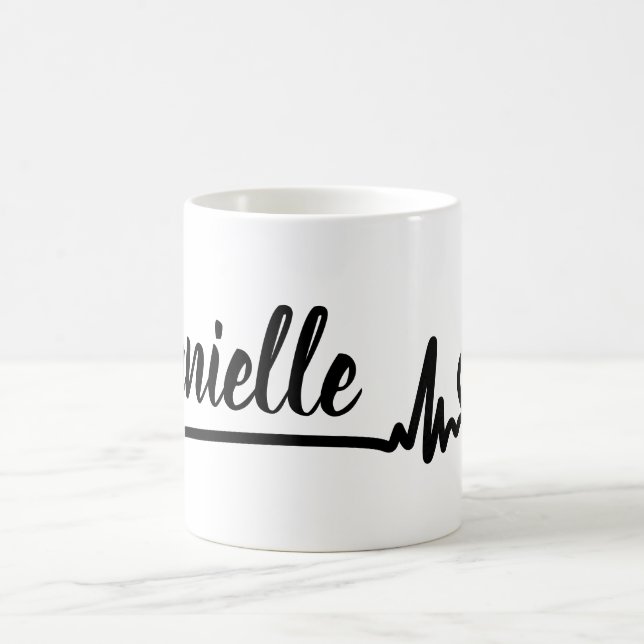 Taza De Café Heartbeat Love Personalizado Nombre Personalizado  (Centro)