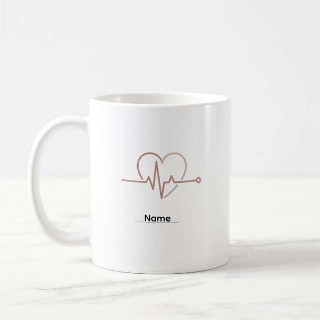 Taza De Café Heartbeat Pulse Love Minimalist  (Izquierda)