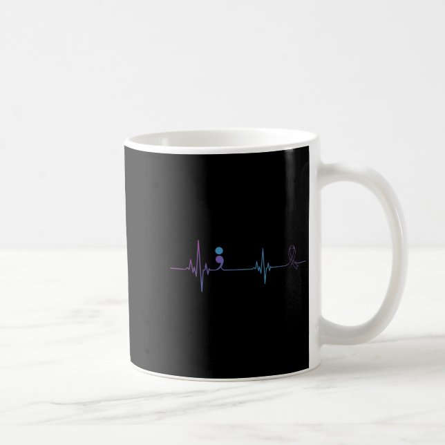 Taza De Café Heartbeat Semicolon Suicide Prevention Awareness  (Derecha)