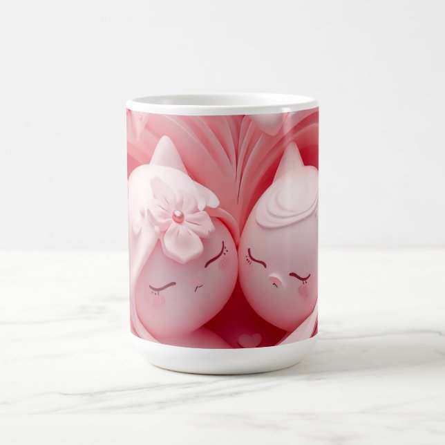 Taza De Café Heartbound Cats in Pastel Pink (Centro)