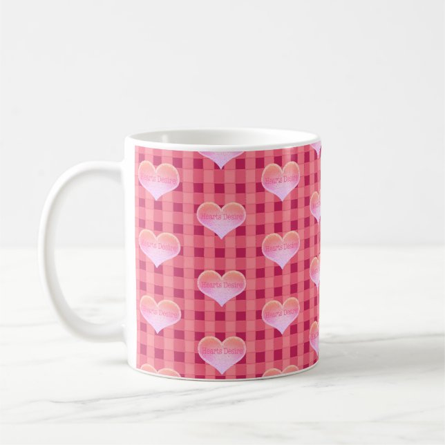 Taza De Café Hearts Desire Hearts & Checks Tablecloth Pattern (Izquierda)