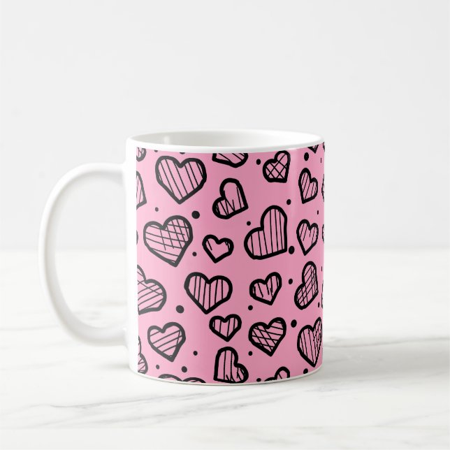Taza De Café Hearts Pattern - Valentine's Day Inspired  (Izquierda)