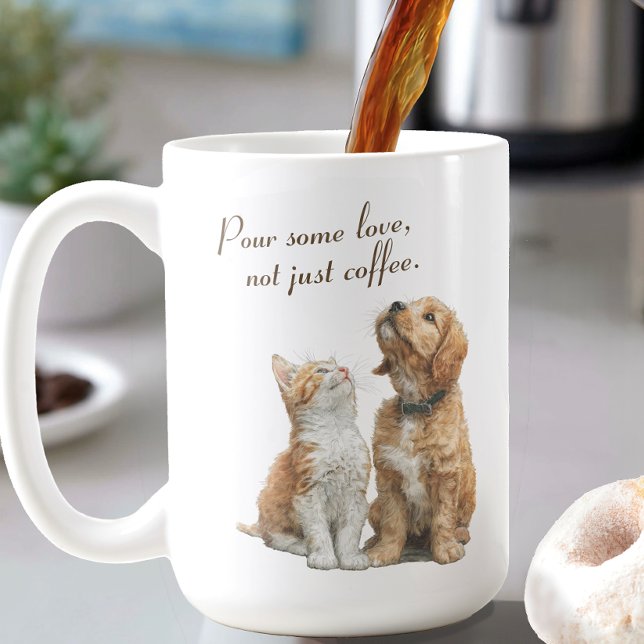 Taza De Café Heartwarming Gaze: Pour Some Love Custom (Subido por el creador)