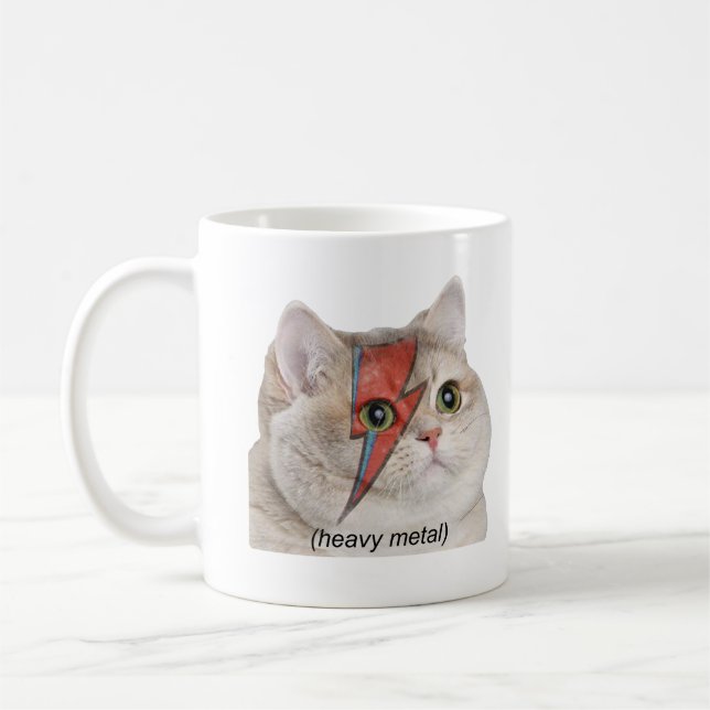Taza De Café Heavy Breathing Cat Meme Heavy Metal Rocker (Izquierda)