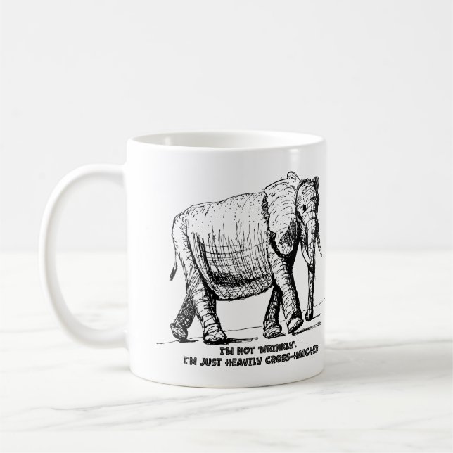 Taza De Café Heavy Cross-Hatched Elephant (Izquierda)