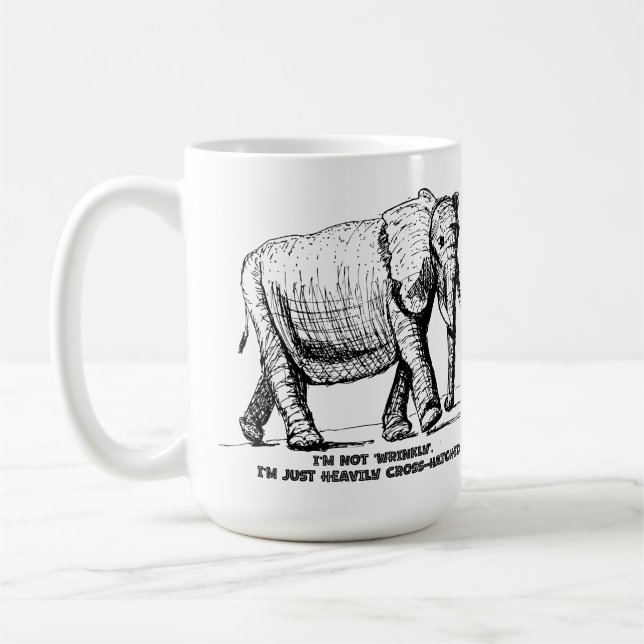 Taza De Café Heavy Cross-Hatched Elephant (Izquierda)