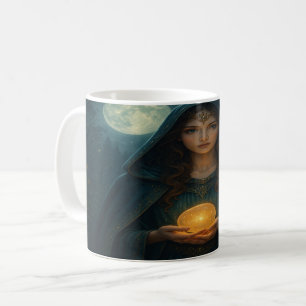 Taza De Café Hechicera Mística con Orbe Brillante