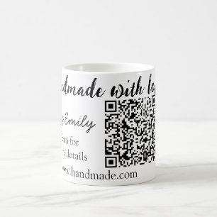 Taza De Café Hecho a mano con amor código Q R sitio web de pequ