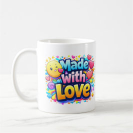Taza De Café Hecho con Amor – Tipografía Minimalista del Corazó