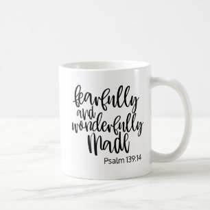 Taza De Café Hecho con Temor y Maravilla Versículo de la Biblia