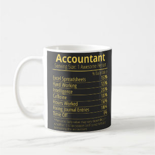 Taza De Café hecho de nutrición contable, datos nutricionales