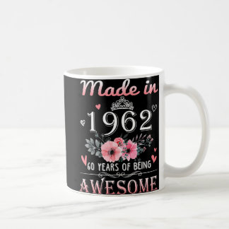 Taza De Café Hecho En 1962 Regalo Floral De 60 Años De Edad