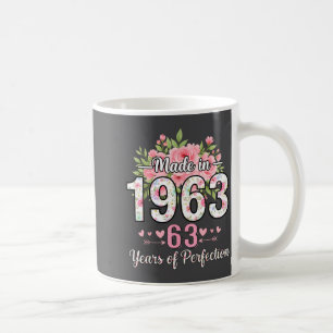 Taza De Café Hecho En 1963 Floral 63 Cumpleaños Mujeres 63 Años
