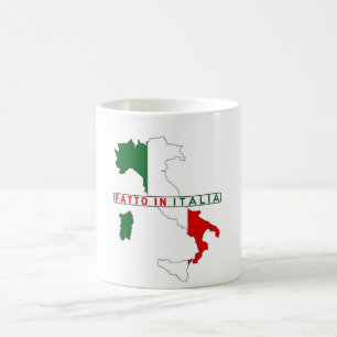 Taza De Café hecho en italia marca de mapa de país etiqueta de 