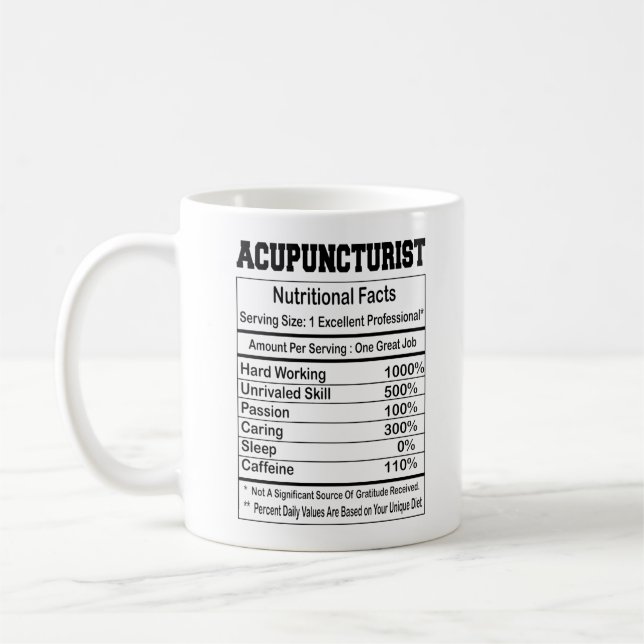 Taza De Café  Hechos de nutrición acupuntor 11 oz café Mug (Izquierda)