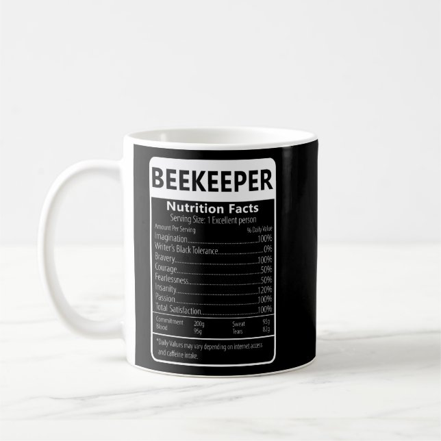 Taza De Café Hechos de nutrición de BEEKEEPER Gráfico sarcástic (Izquierda)