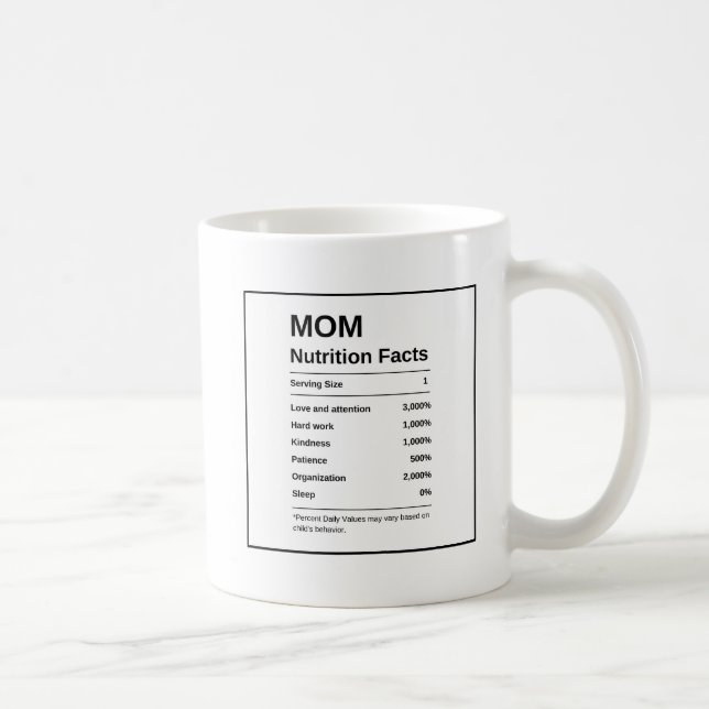 Taza De Café Hechos De Nutrición De La Foto De Mamá De Trendy N (Derecha)