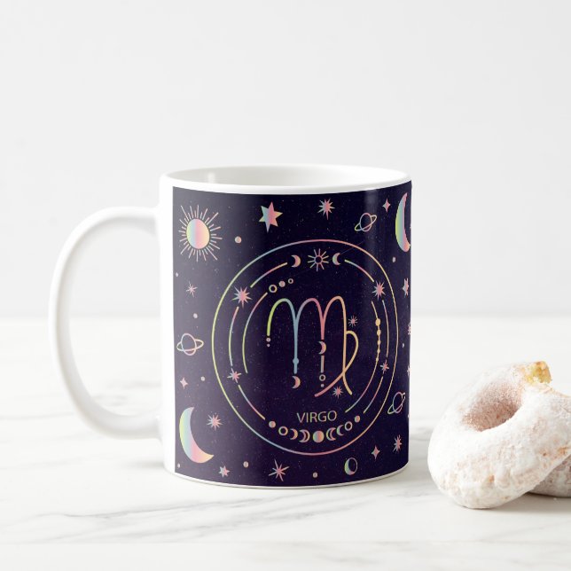 Taza De Café Hechos de nutrición divertidos de Virgo Hóoscopio  (Con donut)