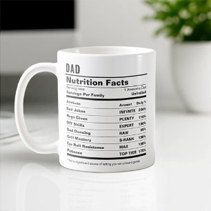 Taza De Café Hechos divertidos sobre nutrición en papá etiqueta