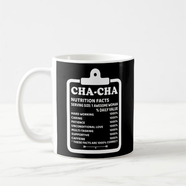 Taza De Café Hechos Nutricionales De Cha-Cha Abuela (Izquierda)