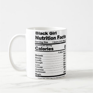 Taza De Café Hechos nutricionales de chica negra Nutrición de c