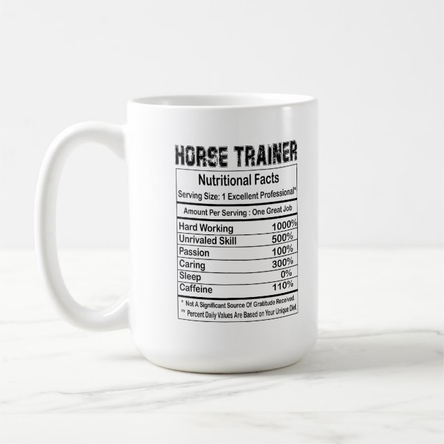 Taza De Café Hechos nutricionales de entrenador de caballos 11o (Izquierda)