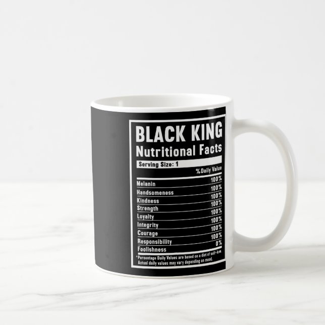 Taza De Café Hechos nutricionales del Rey Negro Historia negra  (Derecha)